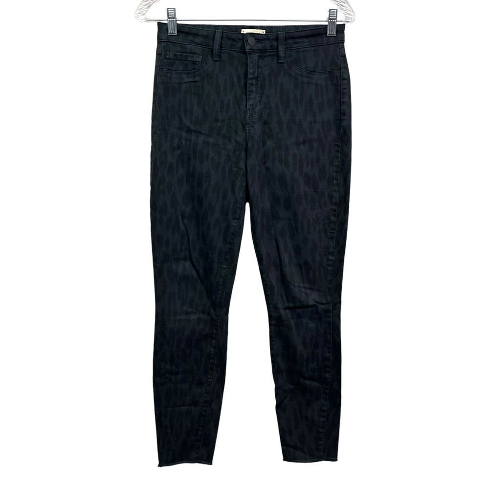 L'Agence Women Jeans Margot Skinny Stretch Zip Raw Hem Gray Black Pattern Sz 27*